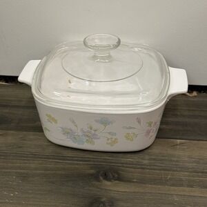 Vintage Corning Ware Pastel Bouquet Casserole Dish Floral 1.5‎ Liter With Lid